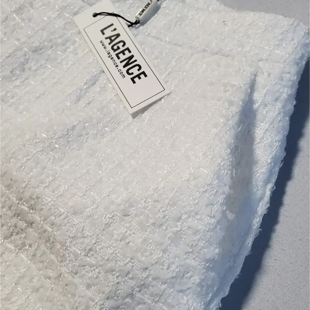 NWT$395 L'agence Ashton Bouclé Knit White Shorts Sz 6 - Picture 12 of 16